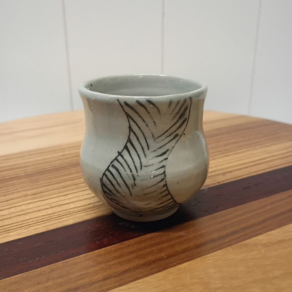 Ceramic Tea Bowl Cup Studio Art Pottery Hand Thrown Hand Painted Student